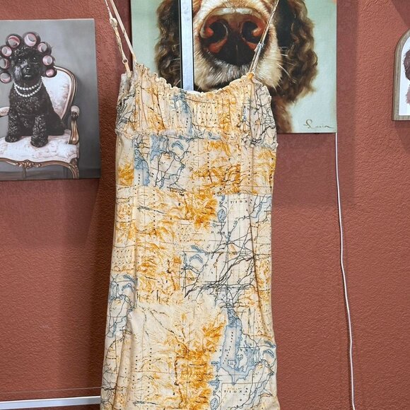 Urban Outfitters By The Sea Map Print Mini Dress - Picture 2 of 5